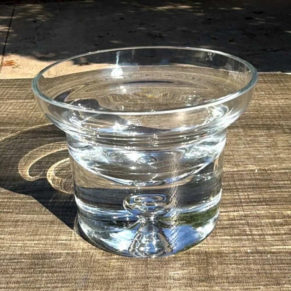 Vintage Krosno Poland Hand Blown Clear Glass Votive Tealight Candle Holder 4